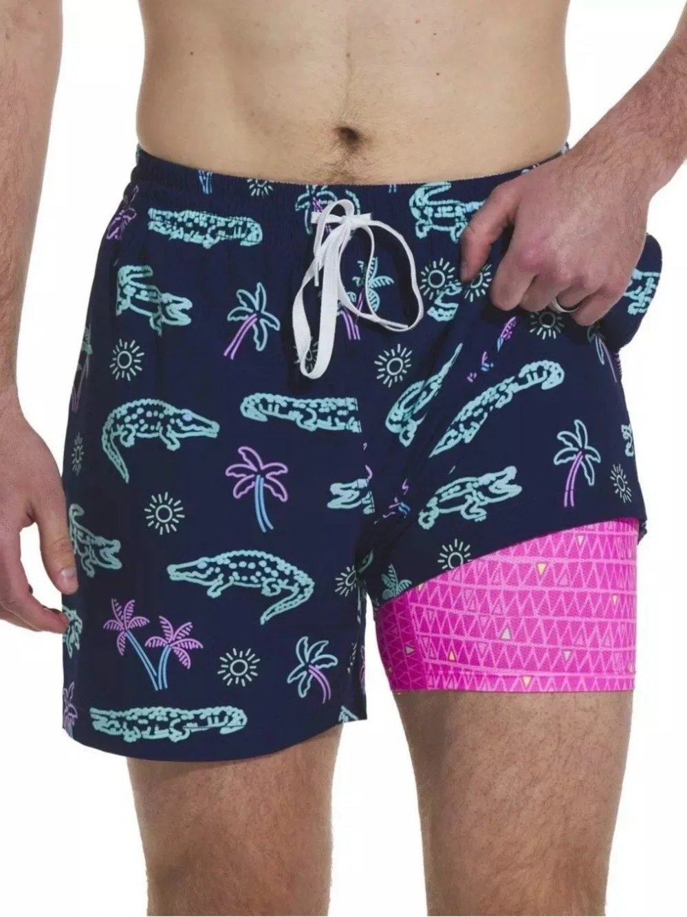 NEW Chubbies The Neon Glades Lined Classic 5.5” Swim Trunks Men XXL Alligators